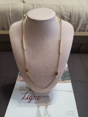 TRINA TURK Gold Tube Station Statement Long Necklace